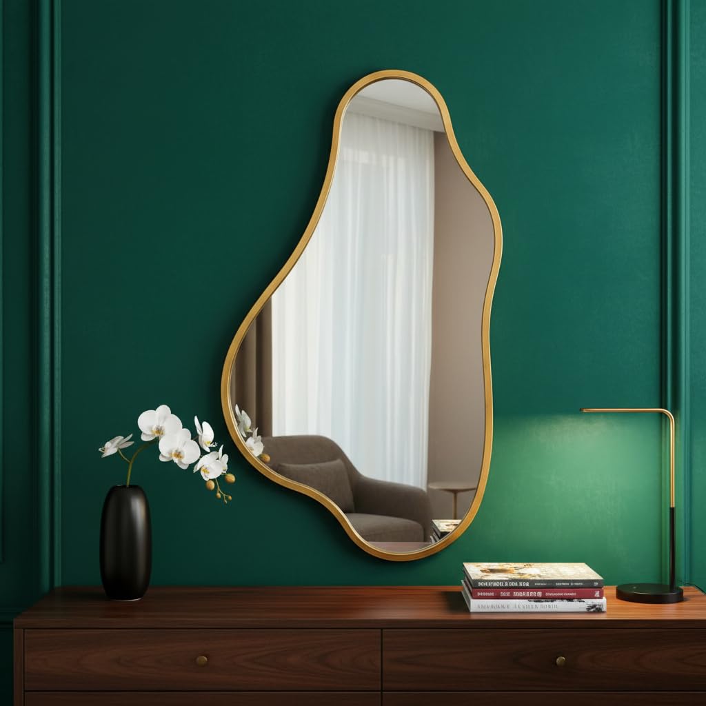 ZIYOO Vintage Baroque Round Wall Mirror 24"x24", Black Ornate Carved Frame Decor Mirror for Entryway Living Room Bedroom Hallway (Black Metal,24"x24")