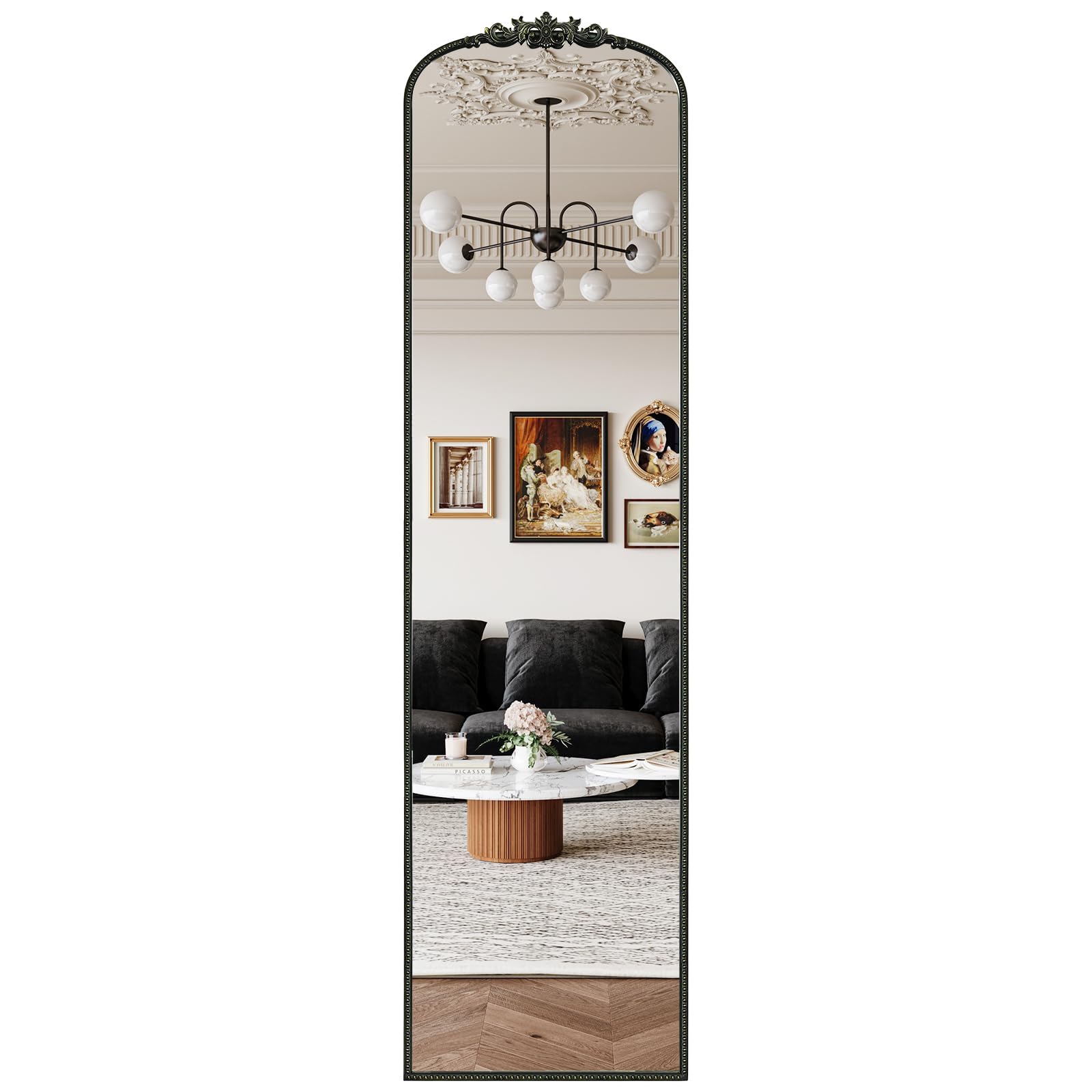 WallBeyond Gold Vintage Mirror for Vanity 22x30 Inch, Gold Antique Mirror with Ornate Frame, Arched Vintage Wall for Bathroom, Living Room, Fireplace, Entryway