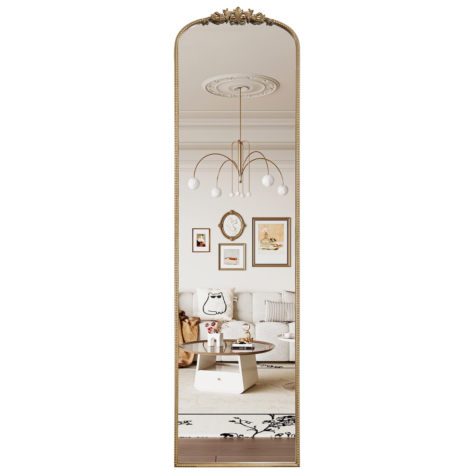 WallBeyond Gold Vintage Mirror for Vanity 22x30 Inch, Gold Antique Mirror with Ornate Frame, Arched Vintage Wall for Bathroom, Living Room, Fireplace, Entryway