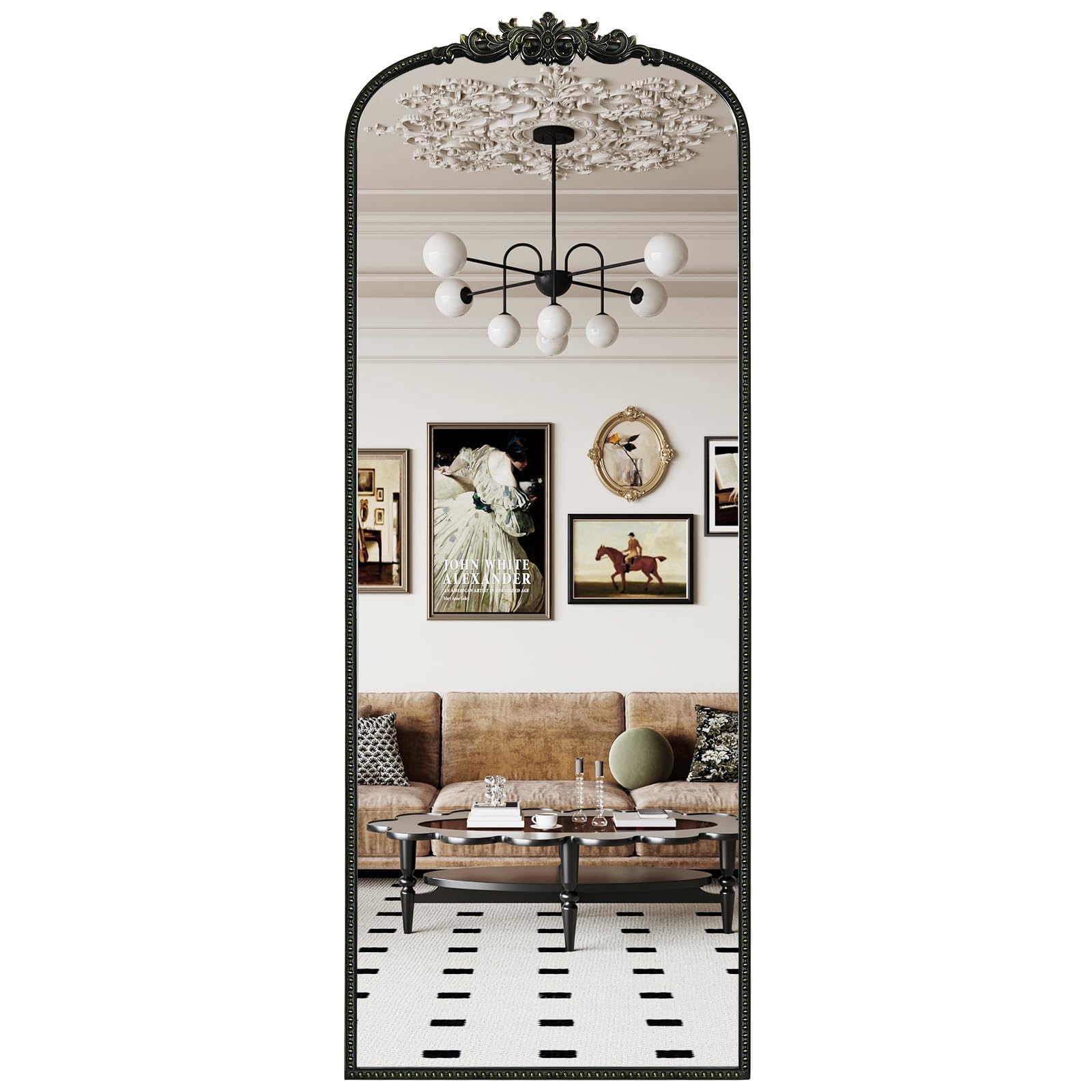 WallBeyond Gold Vintage Mirror for Vanity 22x30 Inch, Gold Antique Mirror with Ornate Frame, Arched Vintage Wall for Bathroom, Living Room, Fireplace, Entryway