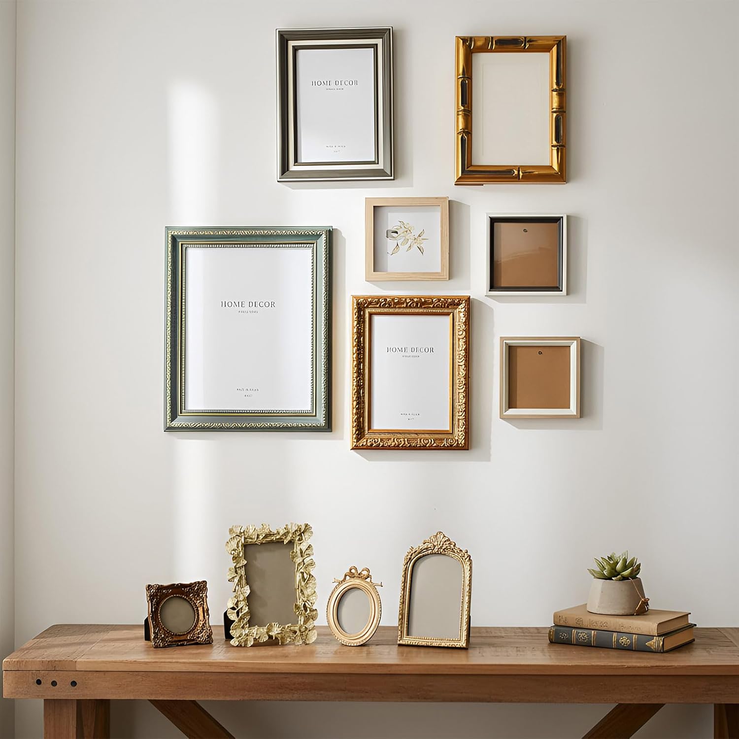 Kathfly 15 Pack Vintage Picture Frames for Wall or Tabletop Display Ornate French Country Frames Vintage Farmhouse Decor Antique Wall Art Set for Gallery Bedroom Living Room Decor (Essential Style)