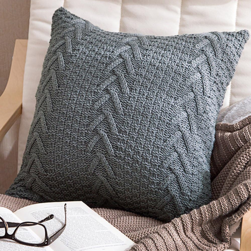 Knitted Cozy Home Decoration Throw Pillow 18"x18" with 450g Insert (Beige)