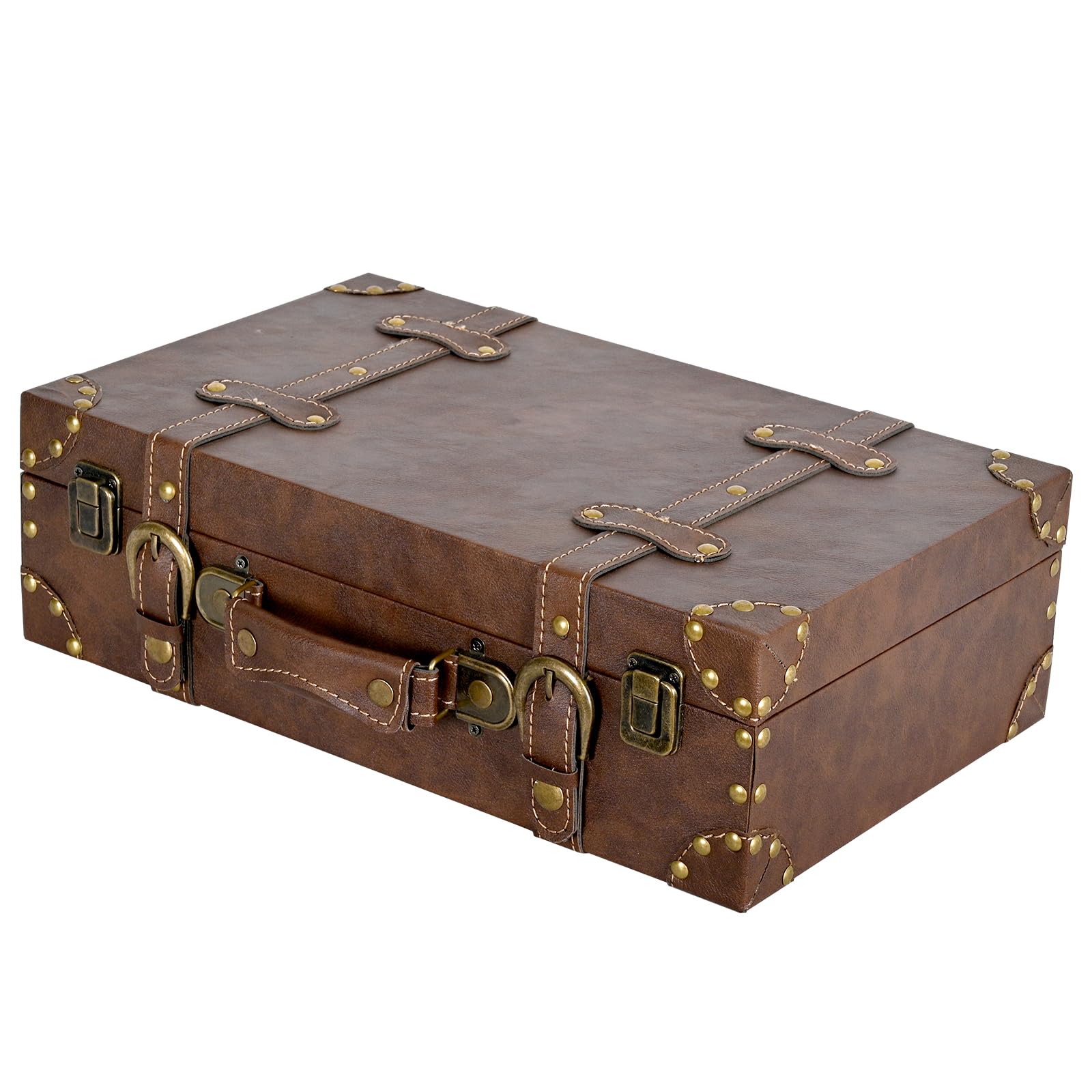 DECOR4SEASON Vintage Linen Fabric Decorative Box Set of 2 - Antique-Style Keepsake Chests for Coffee Table Decor, Mementos, and Elegant Bookshelf Styling