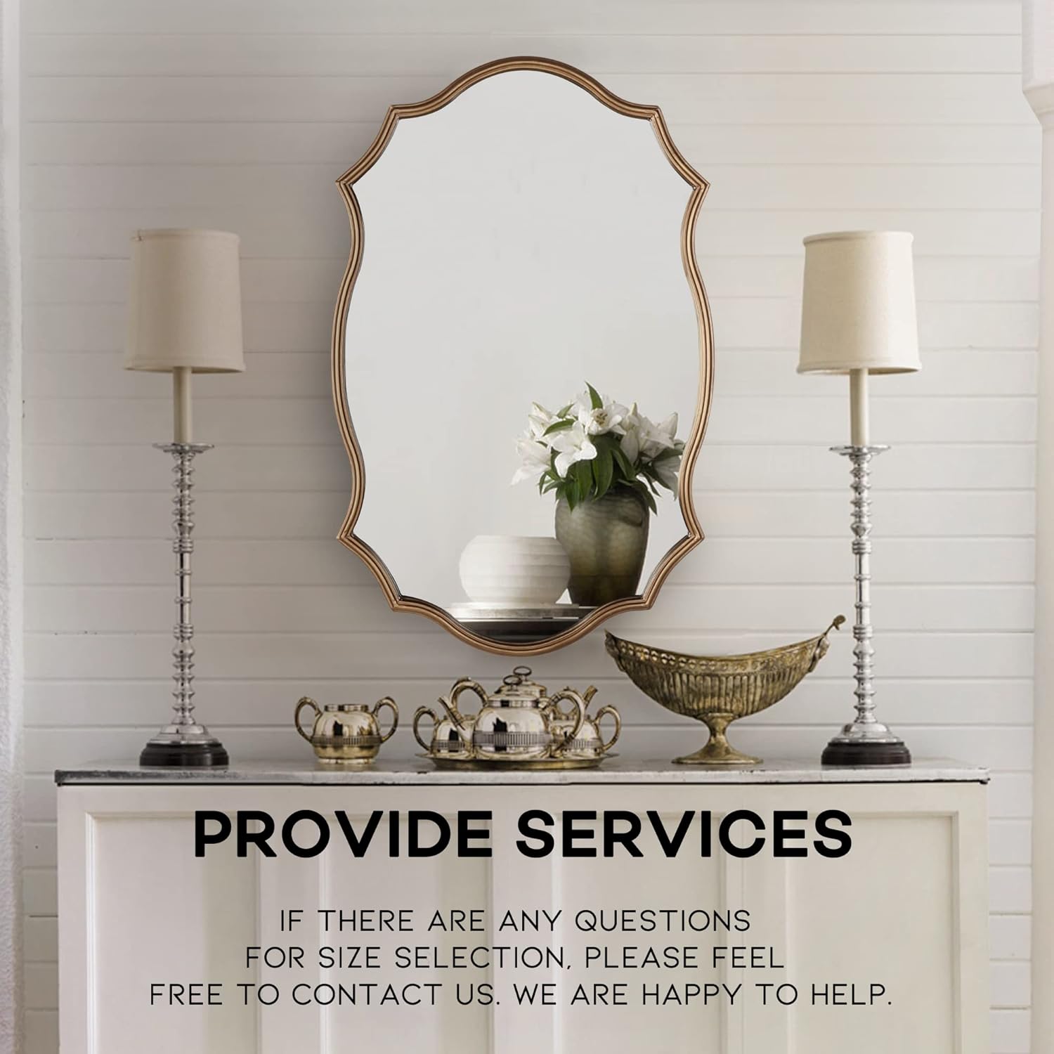Wall Mirror in Vintage Golden, Decorative 20"x30" Accent Vanity Mirrors, Wall Mounted Mirror Antique Brass Metal Frame for Living Room Bedroom Bathroom Entryway Stairway Kitchen