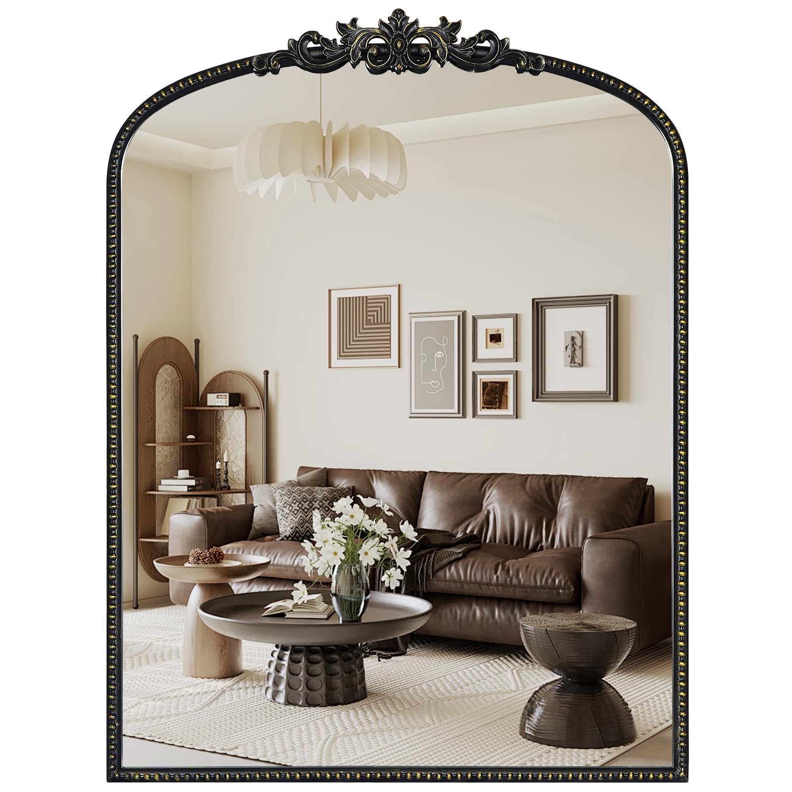 WallBeyond Gold Vintage Mirror for Vanity 22x30 Inch, Gold Antique Mirror with Ornate Frame, Arched Vintage Wall for Bathroom, Living Room, Fireplace, Entryway