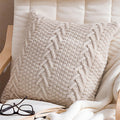 Knitted Cozy Home Decoration Throw Pillow 18"x18" with 450g Insert (Beige)
