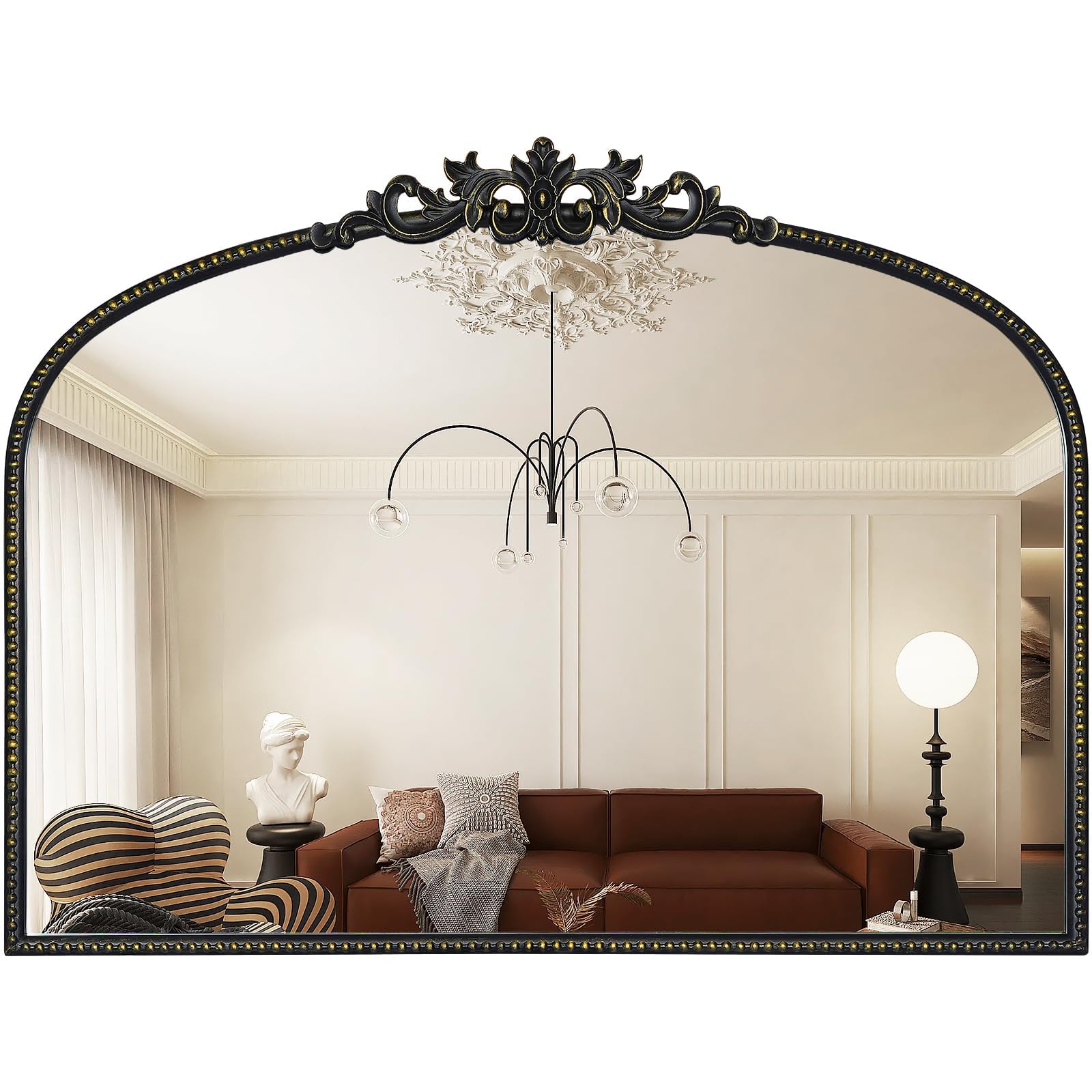 WallBeyond Gold Vintage Mirror for Vanity 22x30 Inch, Gold Antique Mirror with Ornate Frame, Arched Vintage Wall for Bathroom, Living Room, Fireplace, Entryway