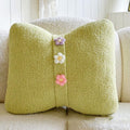 Knit Throw Pillow with Tassels Includes Insert, Soft Boho Decorative Square Pillow for Couch Sofa, Chunky Cotton Feel, Light Green (Square)