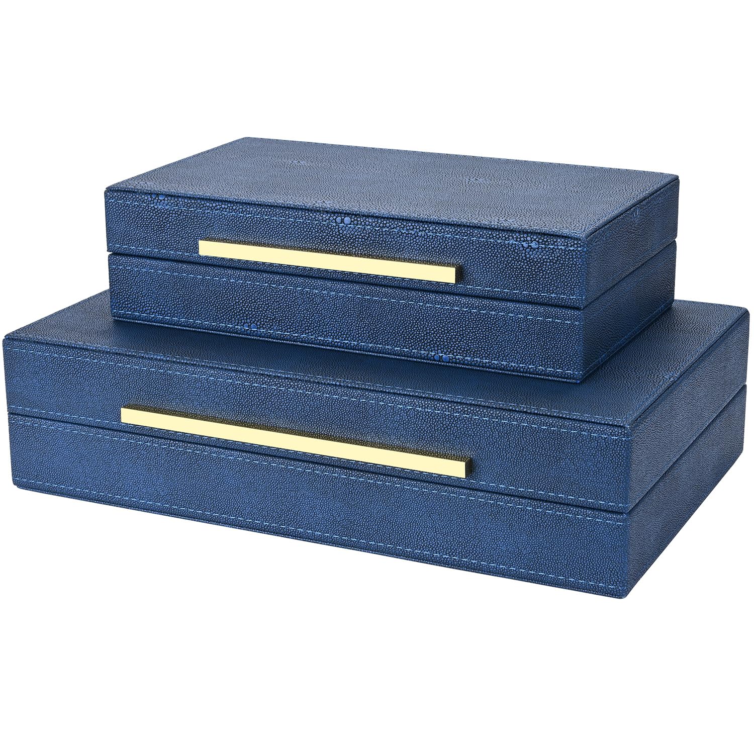 Beige Shagreen Decorative Box Set of 3 - Faux Leather Nesting Storage Boxes with Lids, Large Modern Jewelry Organizer, Stackable Home Decor Box for Bedroom, Bathroom & Office