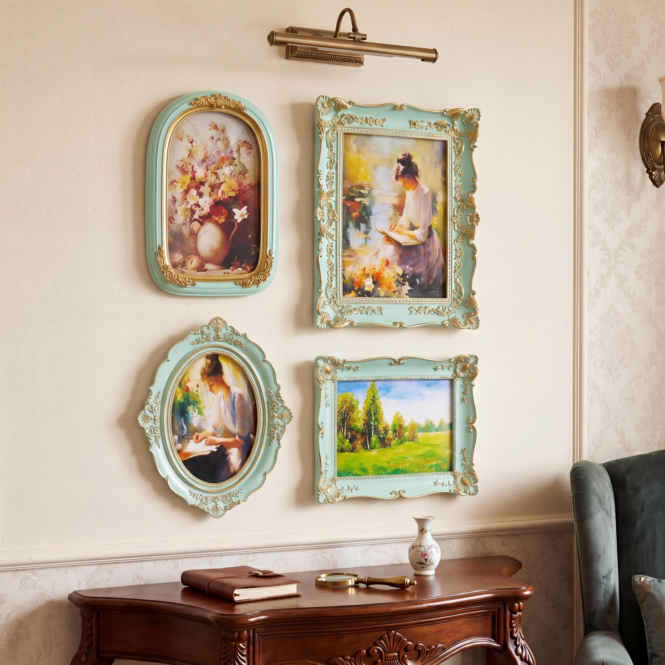 4 Pack Gold Ornate Baroque Picture Frames, Vintage Victorian Gallery Wall Photo Frames