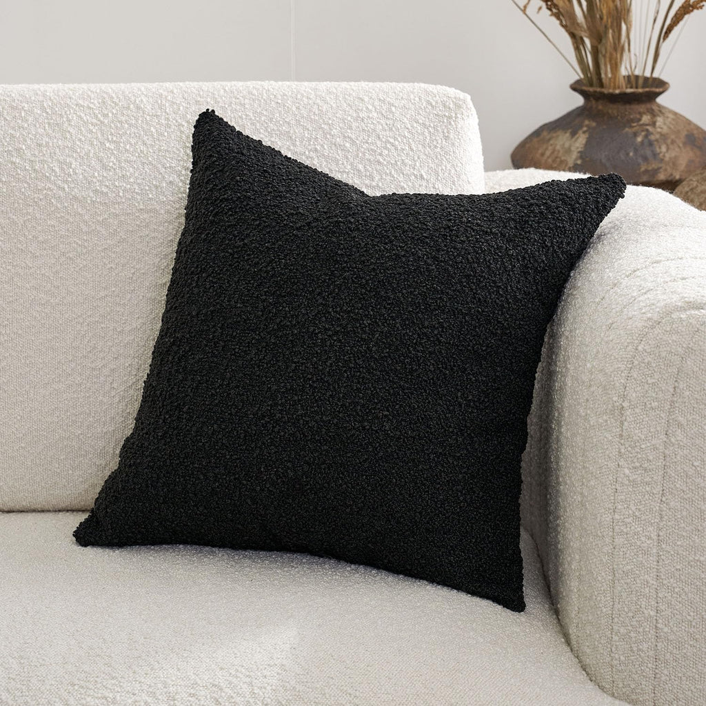DOMVITUS Boucle Pillow Covers - Luxury Throw Pillows for Bed & Sofa, Decorative Accent Couch Cushion Case, 1PC, Buttery Cream