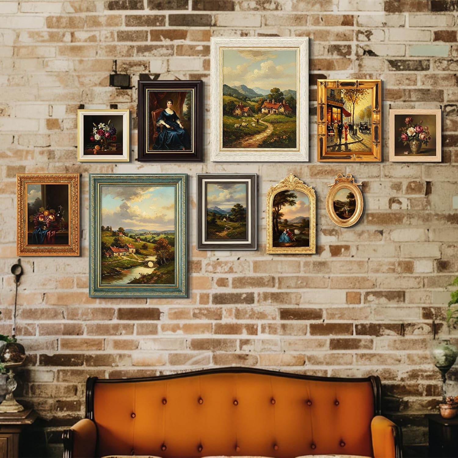 Kathfly 15 Pack Vintage Picture Frames for Wall or Tabletop Display Ornate French Country Frames Vintage Farmhouse Decor Antique Wall Art Set for Gallery Bedroom Living Room Decor (Essential Style)