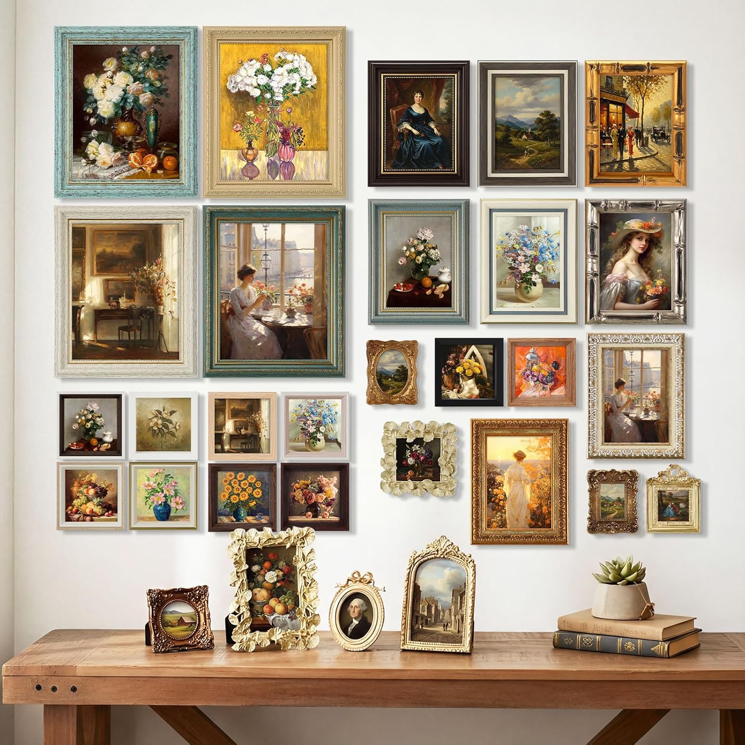 Kathfly 30 Pack Vintage Picture Frames for Wall or Tabletop Display Ornate French Country Frames Vintage Farmhouse Decor Antique Wall Art Set for Gallery Bedroom Living Room Decor (Classic Style)