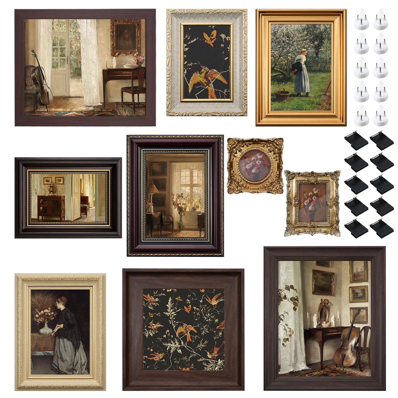 10 Pack Vintage Picture Frames for Wall or Tabletop Display Ornate Vintage Picture Frames Vintage Wall Art for Gallery Bedroom Living Room Antique Photo Frame for Wall Décor(Classic)