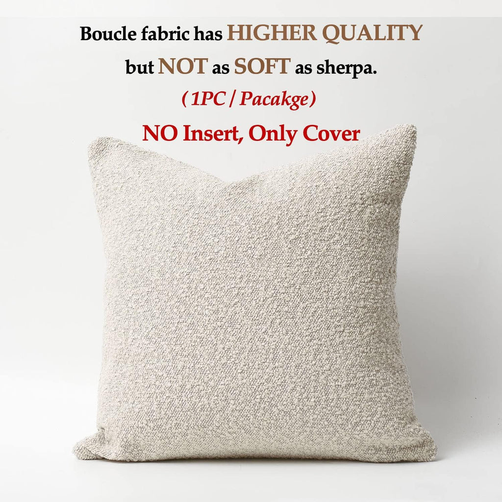 DOMVITUS Boucle Pillow Covers - Luxury Throw Pillows for Bed & Sofa, Decorative Accent Couch Cushion Case, 1PC, Buttery Cream