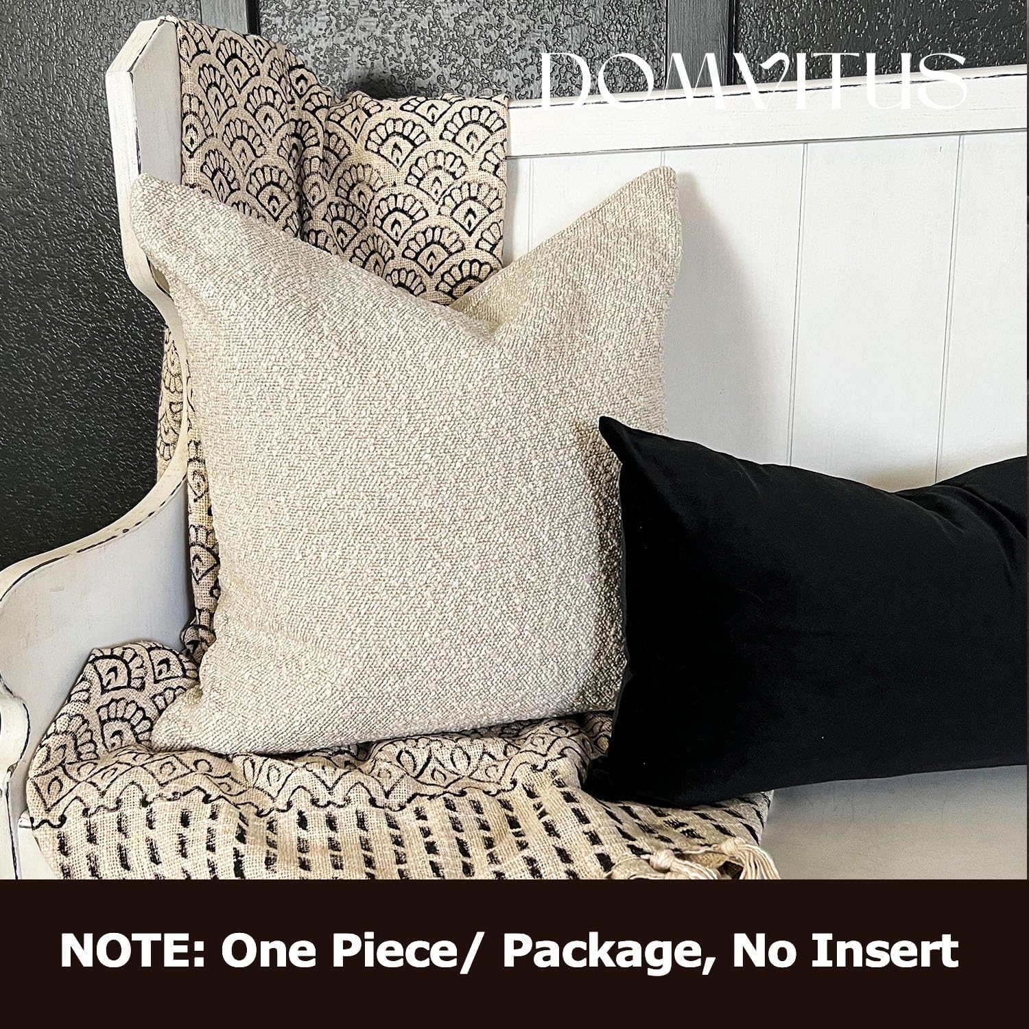 DOMVITUS Boucle Pillow Covers - Luxury Throw Pillows for Bed & Sofa, Decorative Accent Couch Cushion Case, 1PC, Buttery Cream