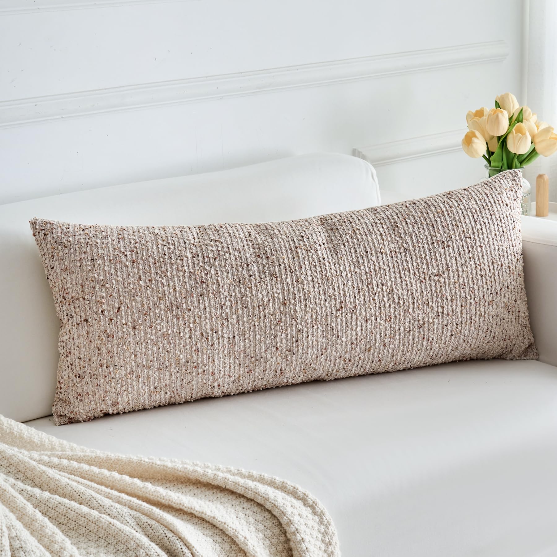 LIGICKY Pack of 2 Textured Boucle Throw Pillow Covers Decorative Modern Accent Striped Pillow Cases Cozy Soft Couch Cushion Case for Sofa Bedroom Living Room Home Decor, 18x18 Inch, Blue