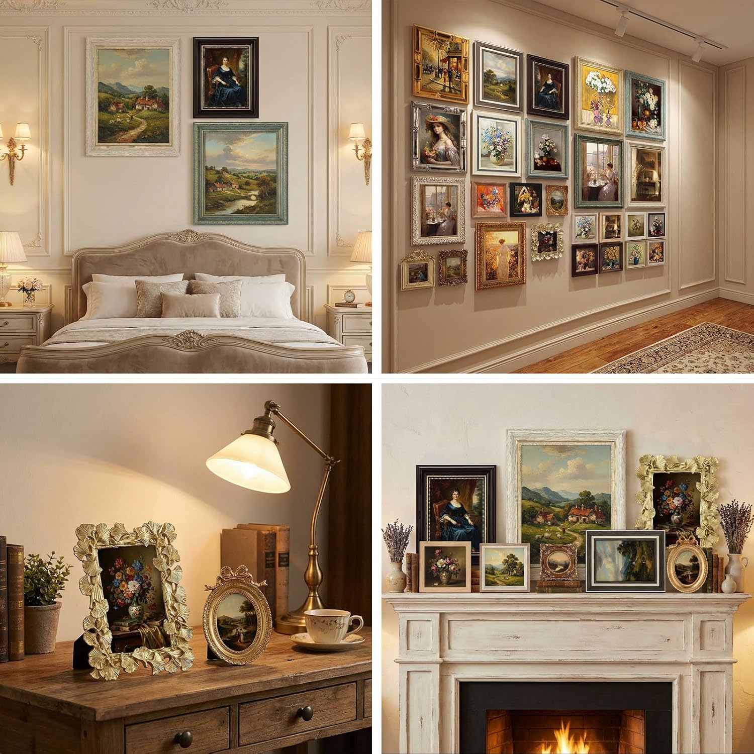 Kathfly 30 Pack Vintage Picture Frames for Wall or Tabletop Display Ornate French Country Frames Vintage Farmhouse Decor Antique Wall Art Set for Gallery Bedroom Living Room Decor (Classic Style)