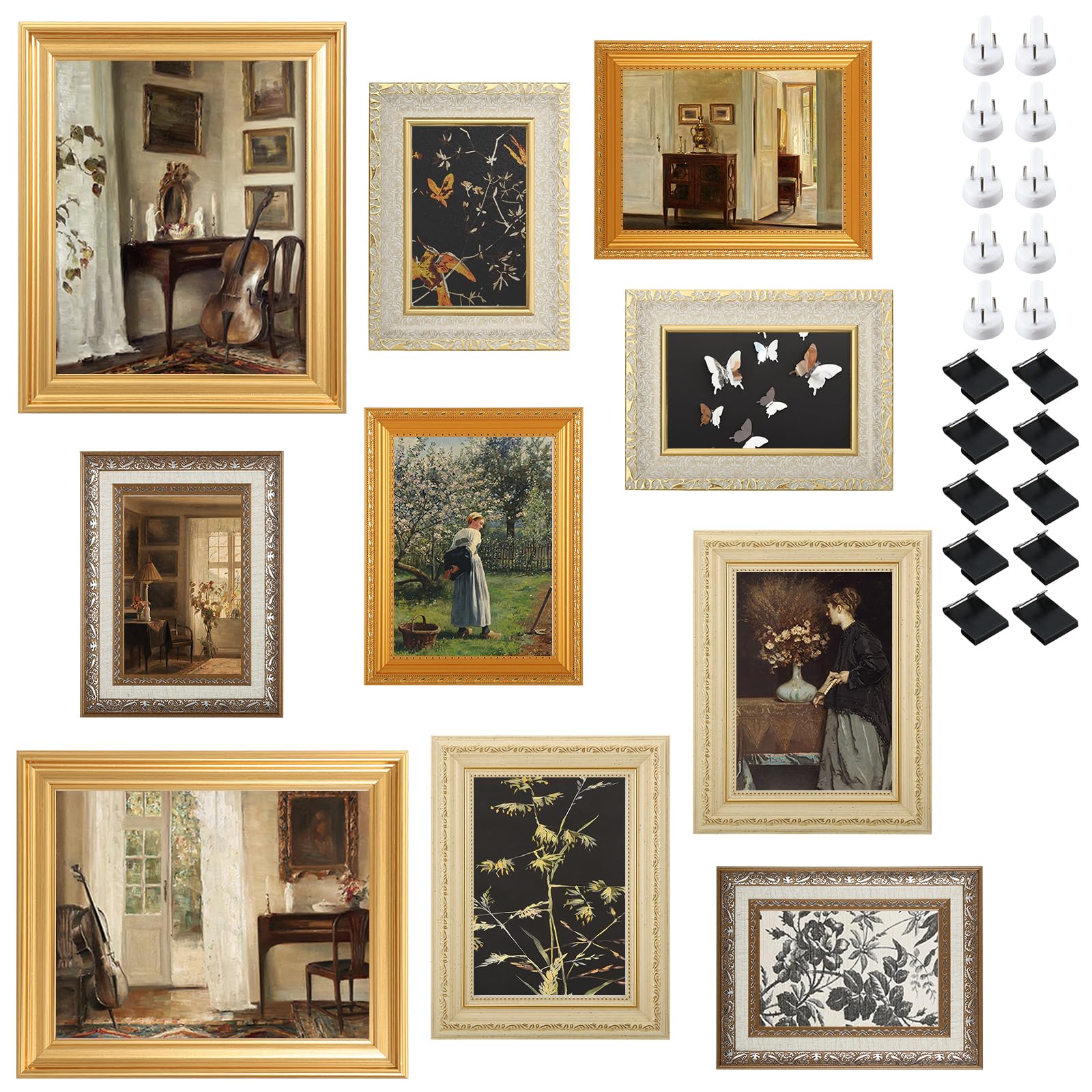 10 Pack Vintage Picture Frames for Wall or Tabletop Display Ornate Vintage Picture Frames Vintage Wall Art for Gallery Bedroom Living Room Antique Photo Frame for Wall Décor(Classic)