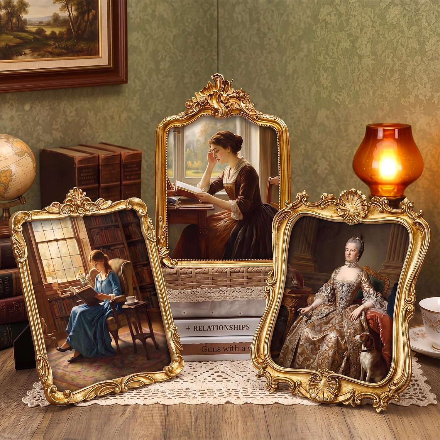 3 Pack 8x10 Antique Gold Glass Photo Frames for Gallery Wall