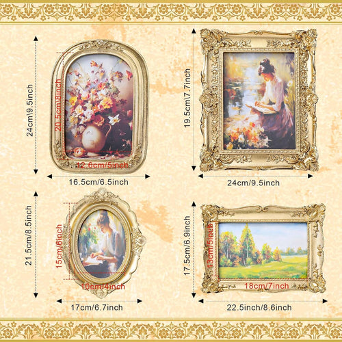 4 Pack Gold Ornate Baroque Picture Frames, Vintage Victorian Gallery Wall Photo Frames