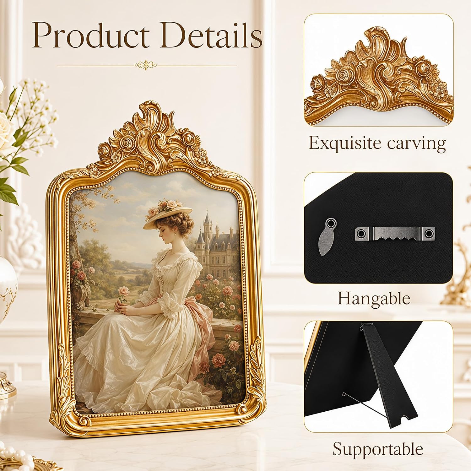 3 Pack 8x10 Antique Gold Glass Photo Frames for Gallery Wall