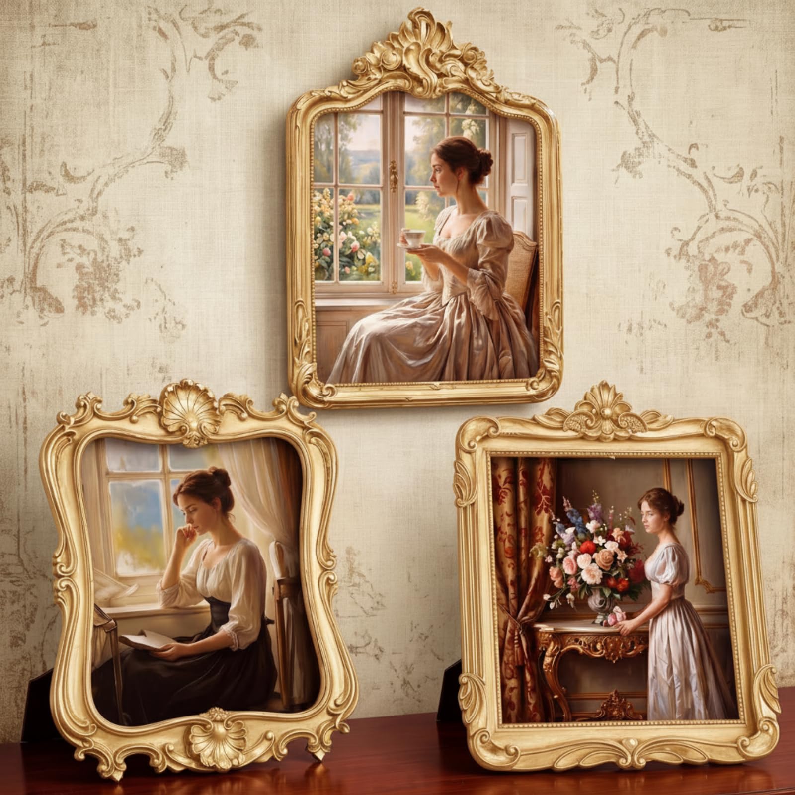3 Pack 8x10 Antique Gold Glass Photo Frames for Gallery Wall