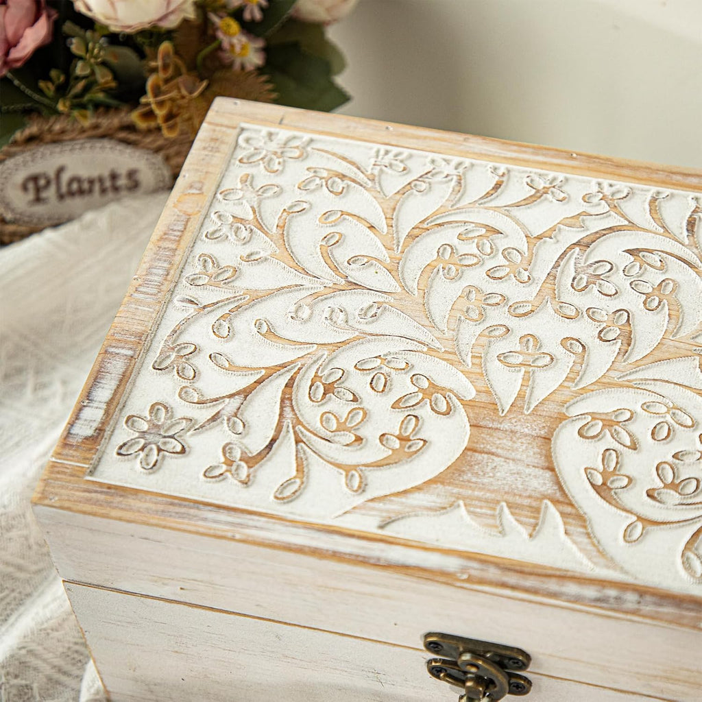 3 Piece Tree of Life Carved Wooden Keepsake Boxes with Lids, Decorative Storage Boxes for Home decor, Trinket Box for Jewelry and Memorabilia