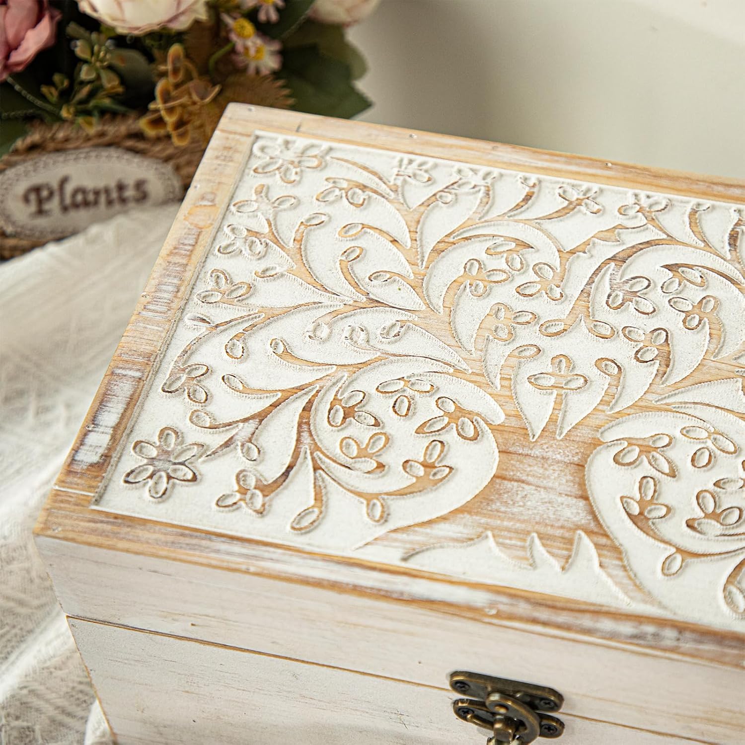 3 Piece Tree of Life Carved Wooden Keepsake Boxes with Lids, Decorative Storage Boxes for Home decor, Trinket Box for Jewelry and Memorabilia