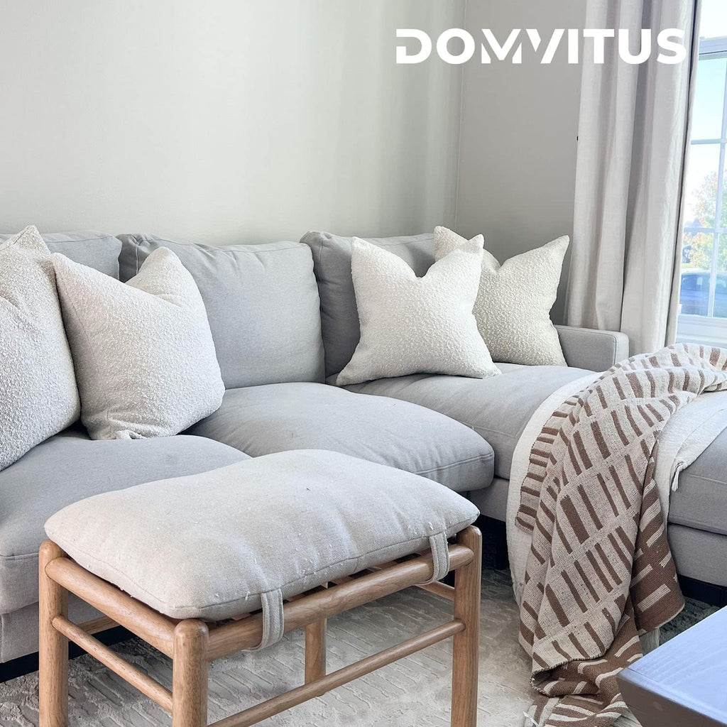 DOMVITUS Boucle Pillow Covers - Luxury Throw Pillows for Bed & Sofa, Decorative Accent Couch Cushion Case, 1PC, Buttery Cream