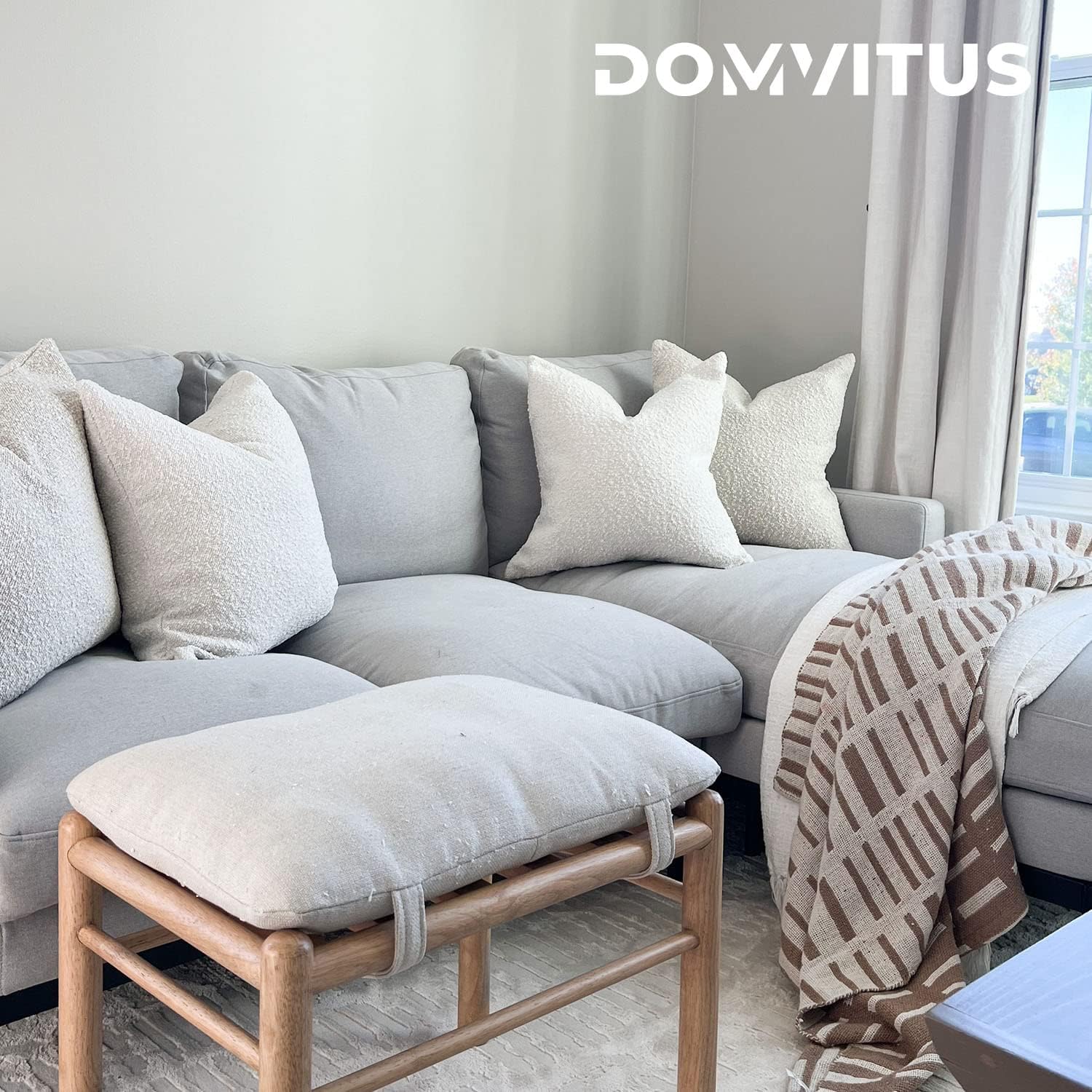 DOMVITUS Boucle Pillow Covers - Luxury Throw Pillows for Bed & Sofa, Decorative Accent Couch Cushion Case, 1PC, Buttery Cream