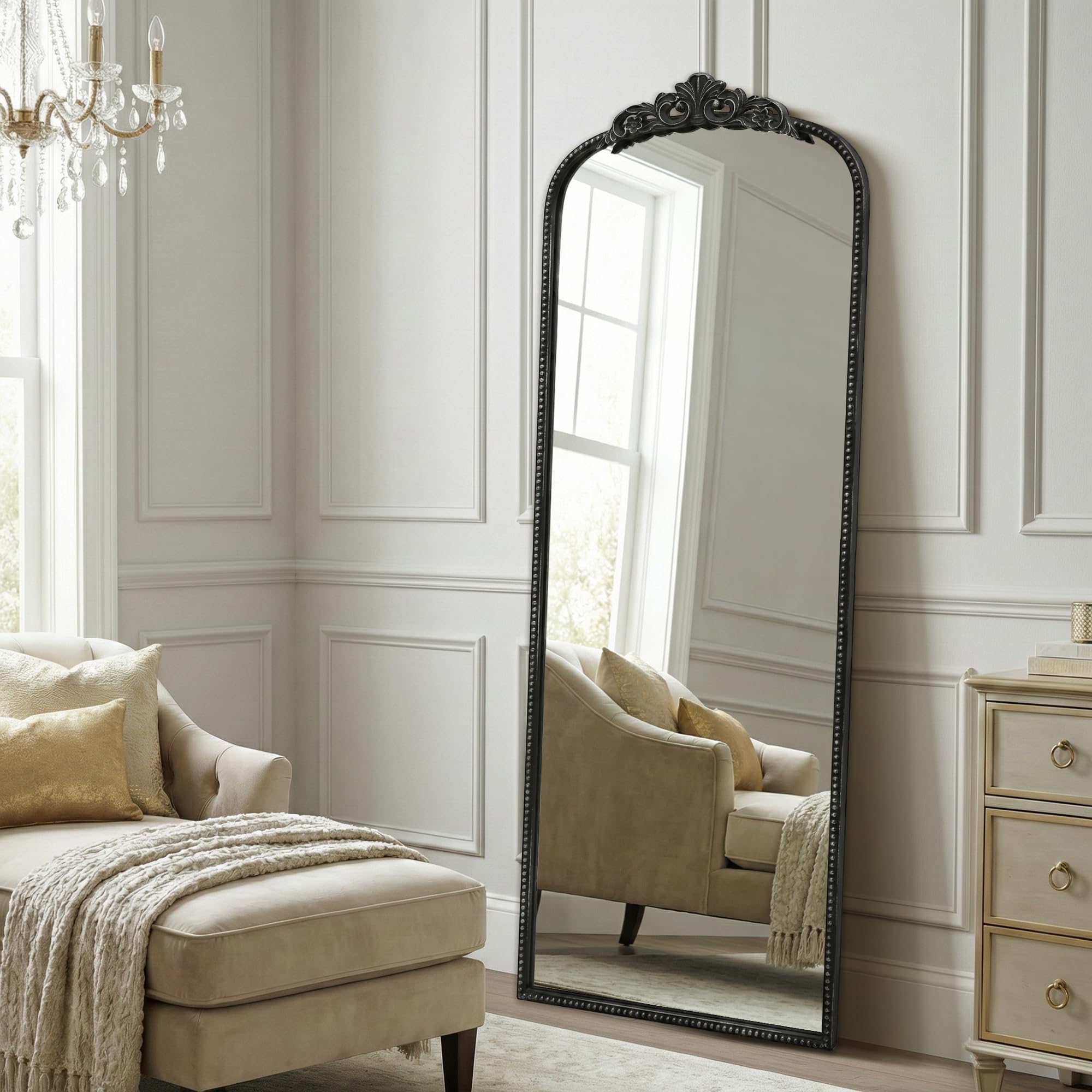 Micasso Vintage Wall Bronze Mirror: 32"x24" French Baroque Antique Mirror - Traditional Ornate Decorative Arched for Wall/Bathroom/Entryway/Fireplace/Hallway - Home Decor for Living Room