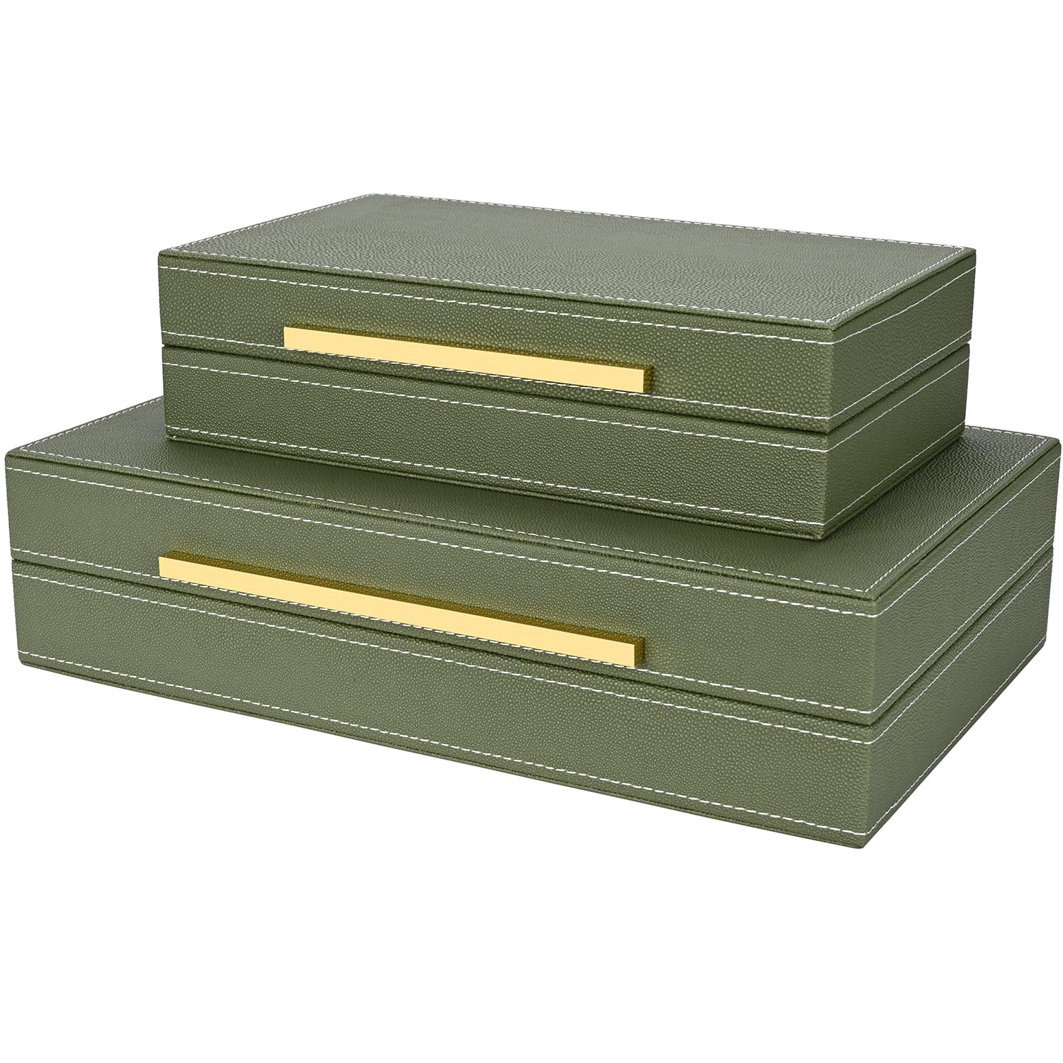 Beige Shagreen Decorative Box Set of 3 - Faux Leather Nesting Storage Boxes with Lids, Large Modern Jewelry Organizer, Stackable Home Decor Box for Bedroom, Bathroom & Office