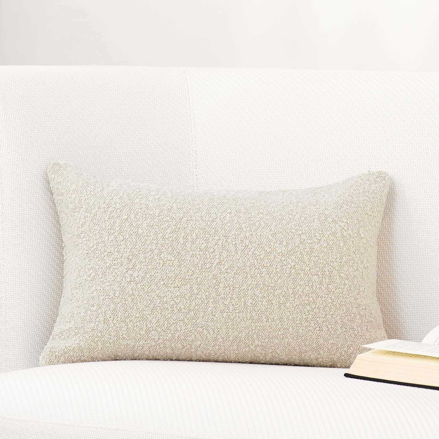 DOMVITUS Boucle Pillow Covers - Luxury Throw Pillows for Bed & Sofa, Decorative Accent Couch Cushion Case, 1PC, Buttery Cream