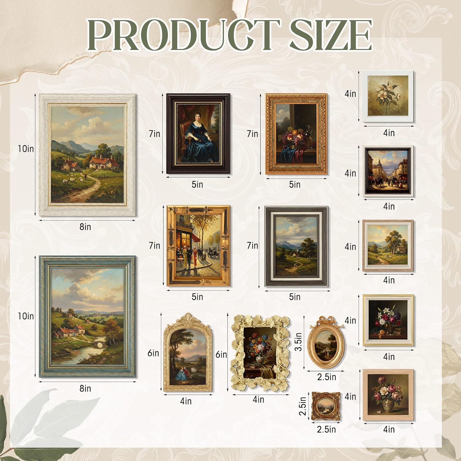 Kathfly 15 Pack Vintage Picture Frames for Wall or Tabletop Display Ornate French Country Frames Vintage Farmhouse Decor Antique Wall Art Set for Gallery Bedroom Living Room Decor (Essential Style)