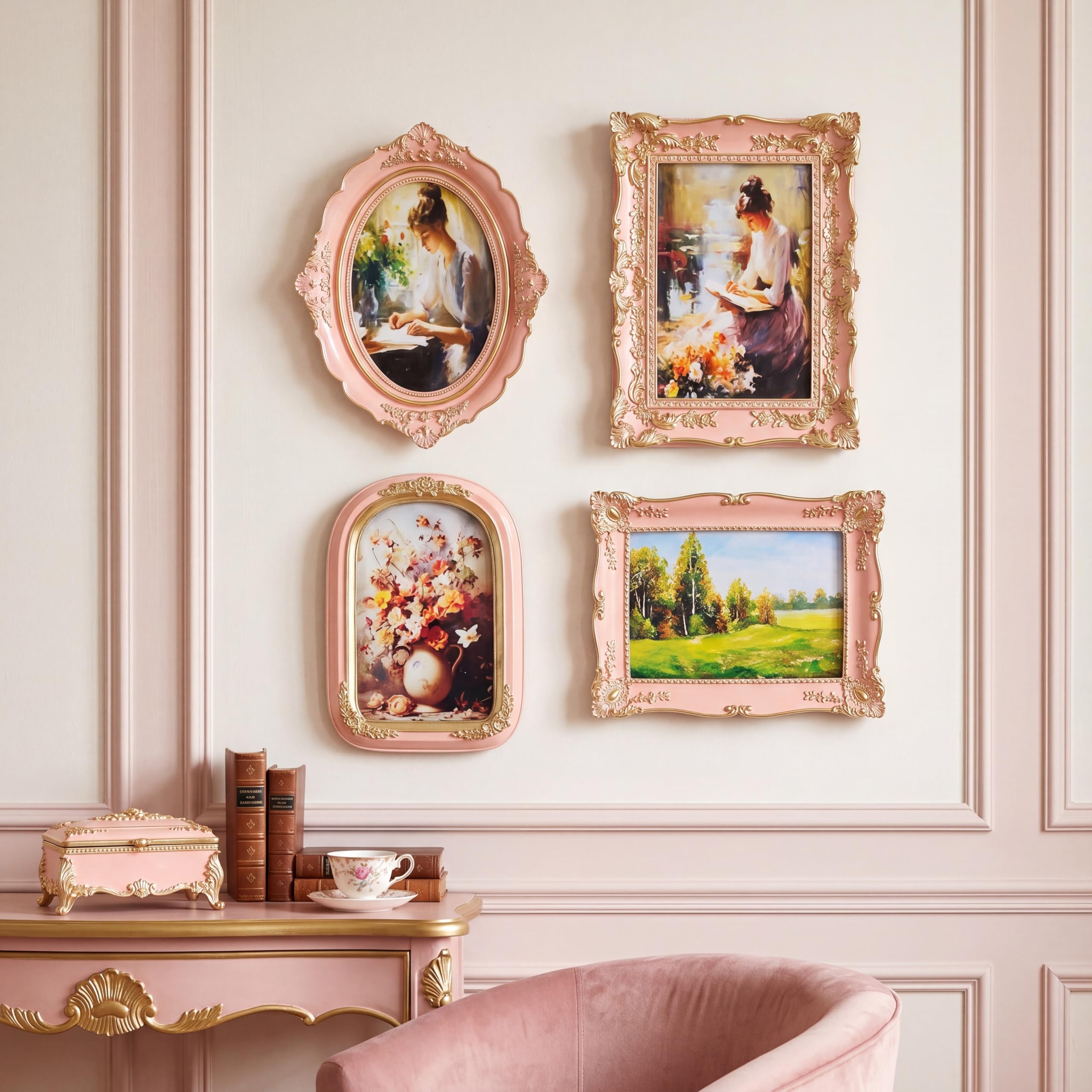 4 Pack Gold Ornate Baroque Picture Frames, Vintage Victorian Gallery Wall Photo Frames