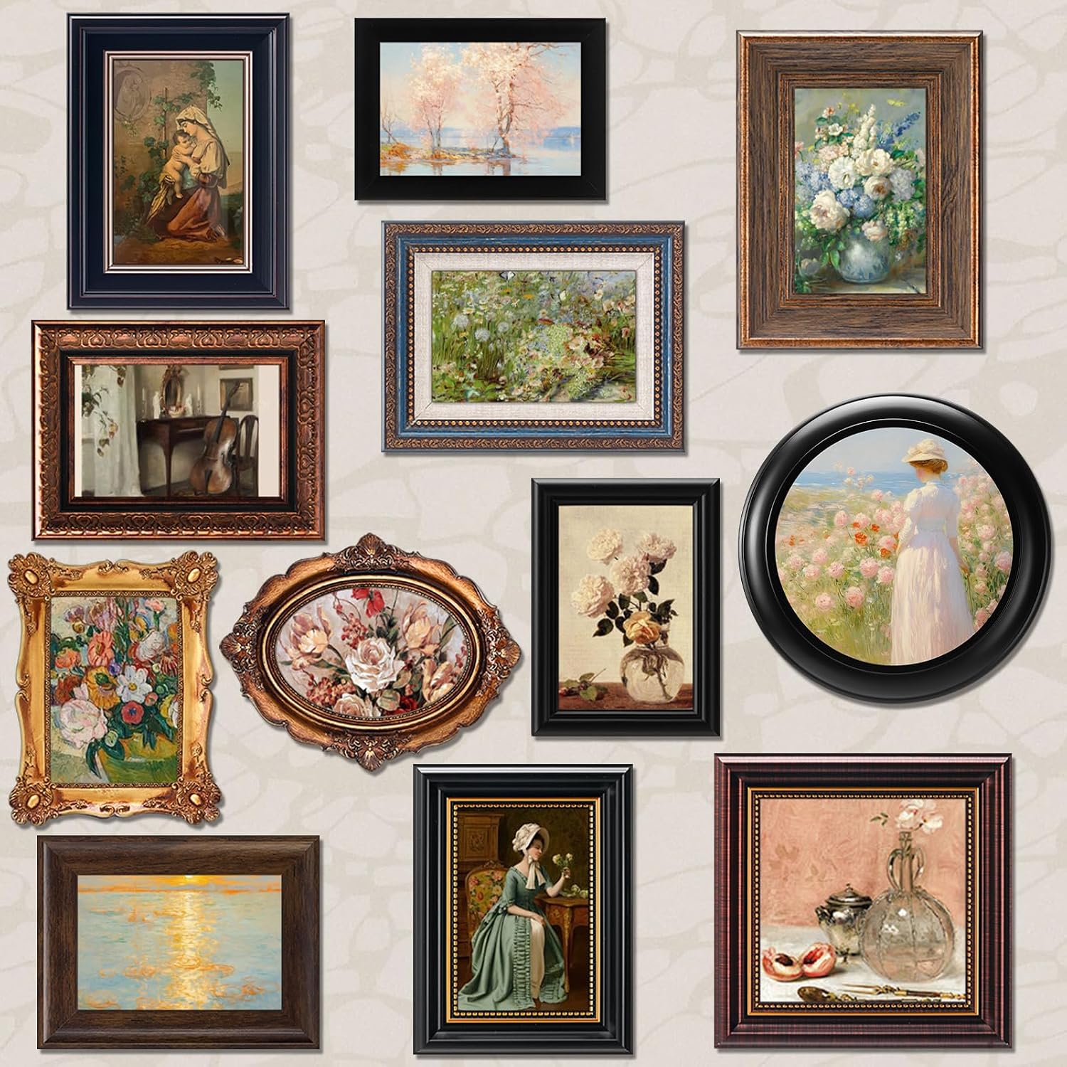 Pinkunn 12 Pcs Vintage Picture Frames for Wall or Tabletop Display Ornate French Country Frames Vintage Farmhouse Decor Antique Wall Art Set for Gallery Bedroom Living Room, No Photos