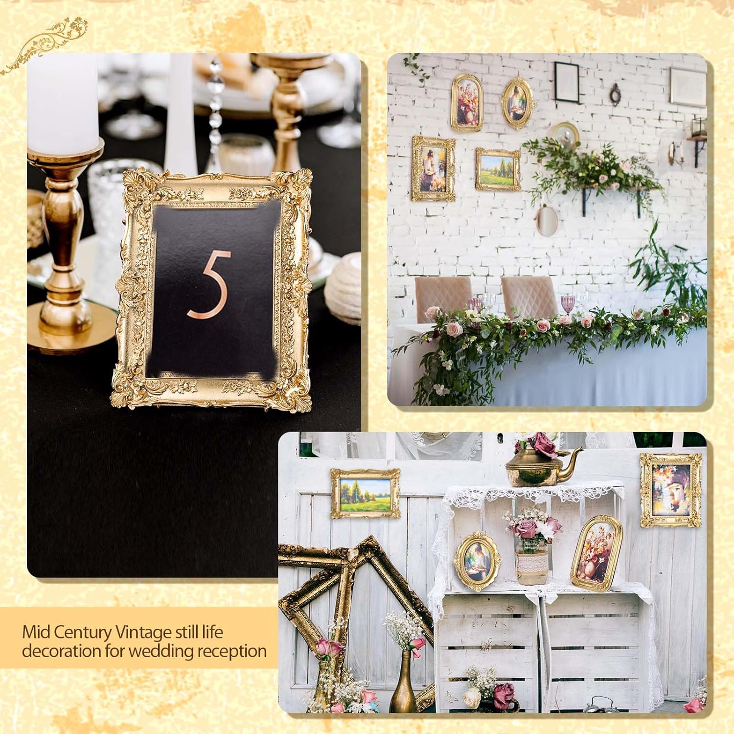 4 Pack Gold Ornate Baroque Picture Frames, Vintage Victorian Gallery Wall Photo Frames