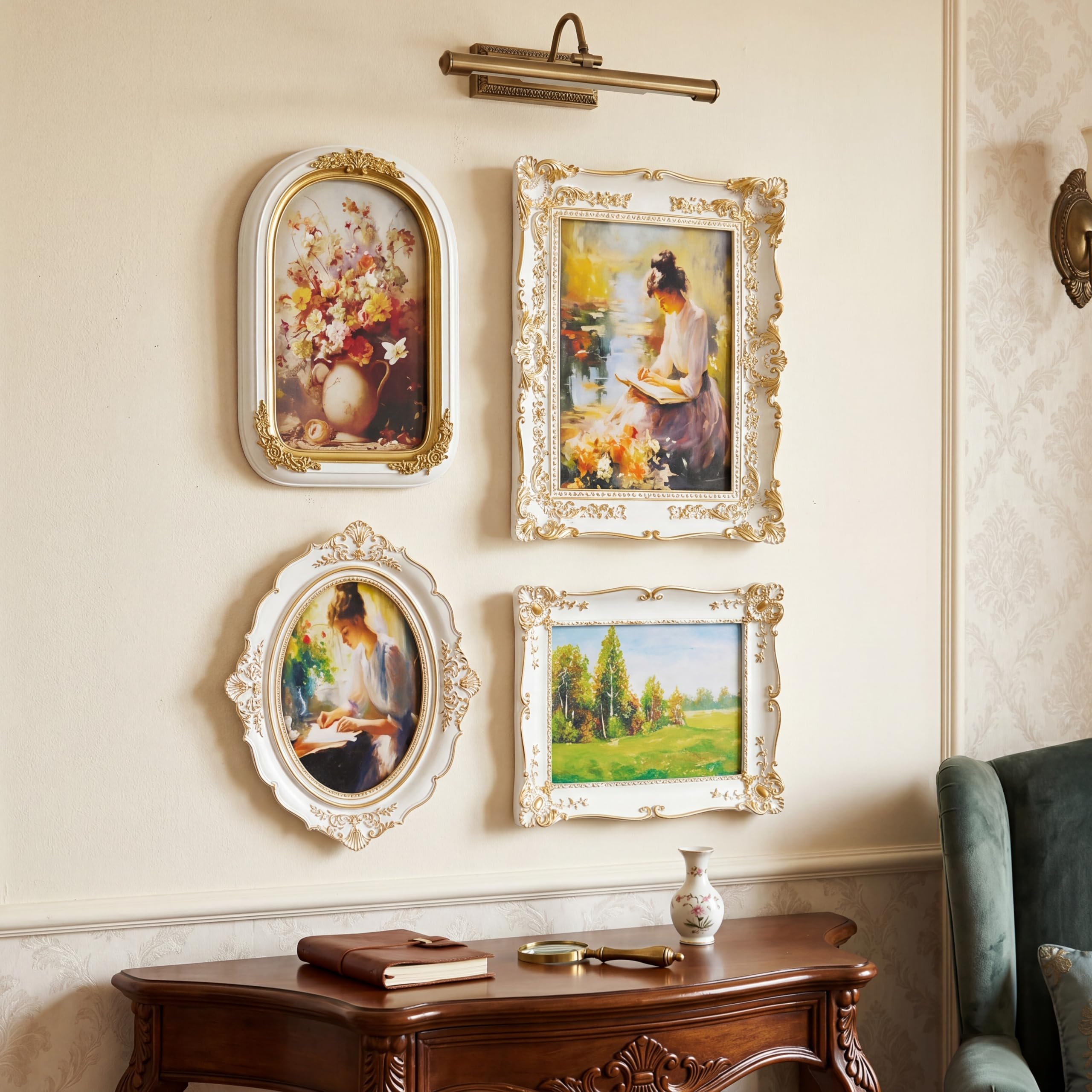 4 Pack Gold Ornate Baroque Picture Frames, Vintage Victorian Gallery Wall Photo Frames