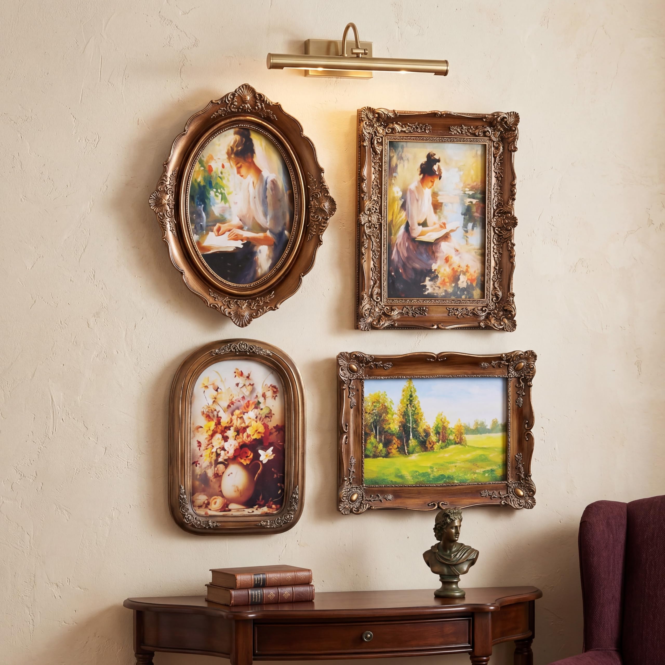 4 Pack Gold Ornate Baroque Picture Frames, Vintage Victorian Gallery Wall Photo Frames