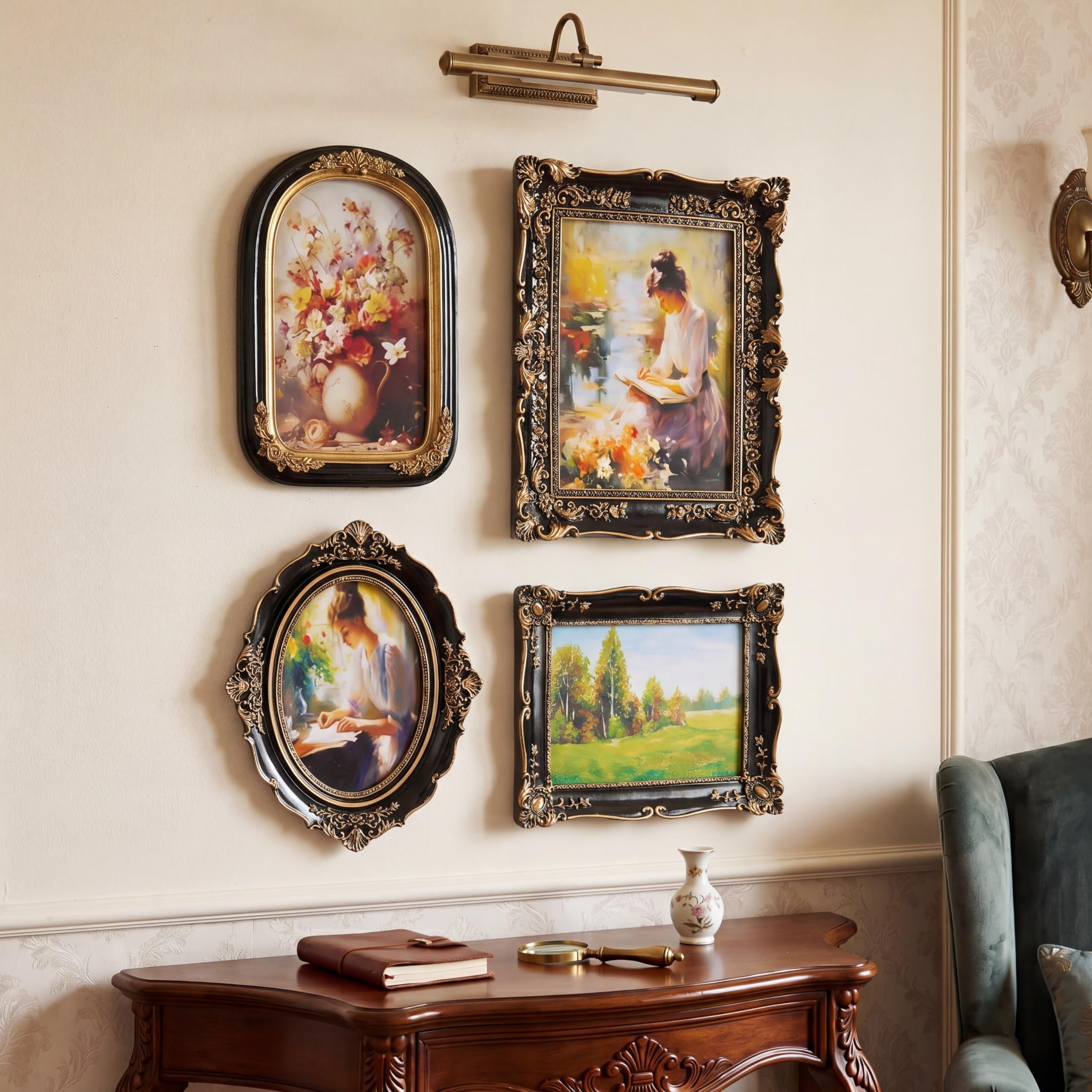 4 Pack Gold Ornate Baroque Picture Frames, Vintage Victorian Gallery Wall Photo Frames